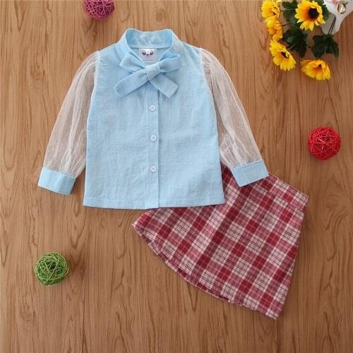 Autumn Spring Party Kids Clothes For Baby Girl Outfits Girl Clothing Set Casual Long Sleeves Shirt Top Red SkirtSuit
