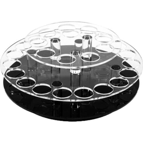 Kili Round 28-Hole Rotating Acrylic Display Stand, Lipstick, Nail Polish, Cosmetic Contact Lens Display Stand