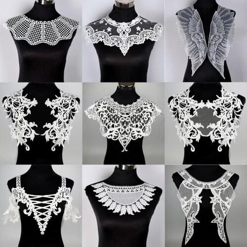 Embroidered Lace Fabric Neckline Collar Applique Trim Decorated DIY Fake Collar Sewing Dress Decor Supplies