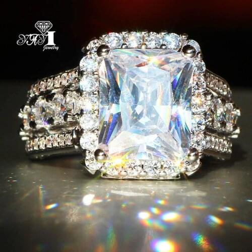 YaYI Jewelry Fashion Princess Cut 7.9 CT White Zircon Silver Color Engagement Rings wedding Rings Party Rings