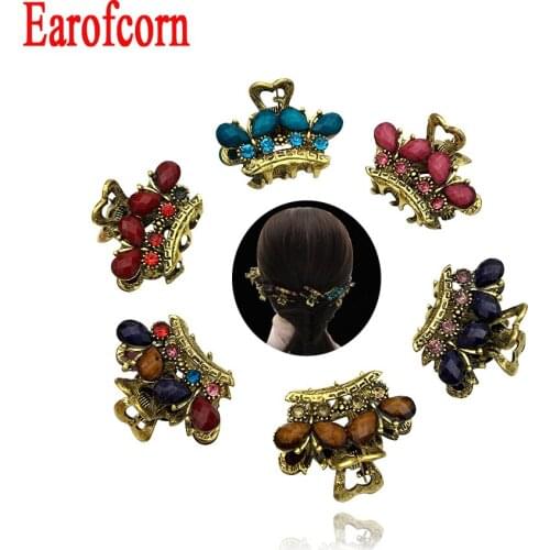 Earofcorn Fashion Retro crack - Accessories Hairpin Claw Rhinestone flower hairpin female hair accessories for Women Set