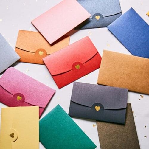 10PCs/set 7*10.5CM Colorful Heart Pearl Paper Envelopes for Party Invitations Valentines Day gift lovers message card gift