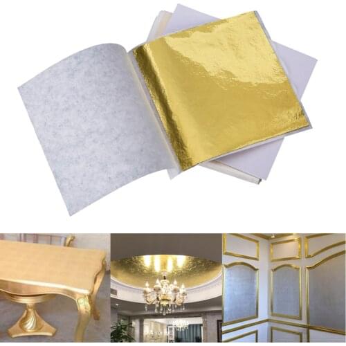 100 Sheets 9*9cm Gold Foil Leaf Sheets Gilding Handicrafts Paper Decoration For DIY Craft Decor Design Paper Gold Leaf Sheets
