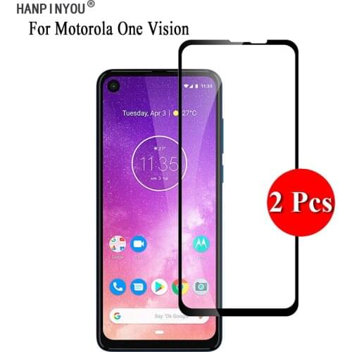 2 Pcs/Lot For Motorola One Vision / One Action Full Cover Screen Protector Tempered Glass Protective Film Guard + Clean Tools