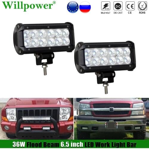 2pcs SUV Car Bullbar 36W 7" LED Light Bar Spotlight 4x4 Truck UTV ATV Tractor Boat Mower Forklift 6.5 inch Flood Driving Lamp