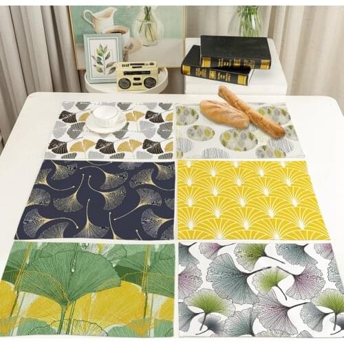 42 * 32cm Table Mat Plant Print Series Table Mat Cotton Linen Waterproof Cover Cloth Pad Placemat Heat Insulation Pad