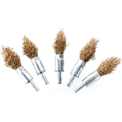 5pcs/set Wire Brush 6mm shank Polishing Brush Metal Rust Abrasive Brushes Polishing Tools