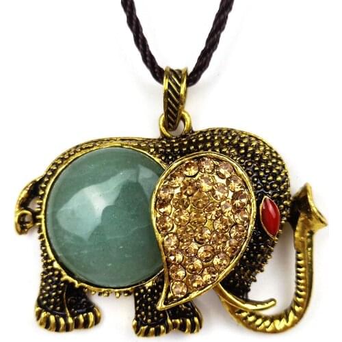 55x40mm Fashion Natural Green Aventurine Pendant Elephant Pendant Charm for Jewelry Making Handmade Necklace for Women