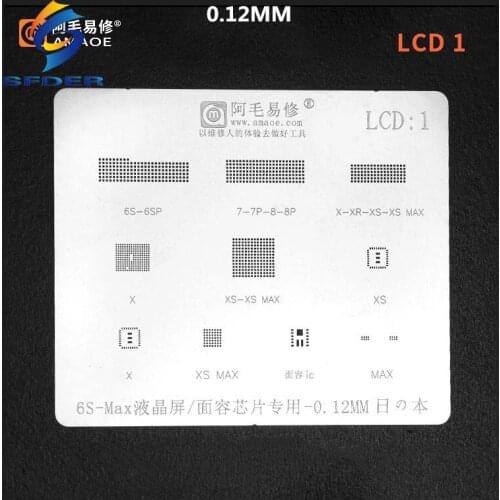 Amaoe BGA Reballing Stencil LCD1 LCD Screen IC On Display Flex Cable For iPhone Xs Max/Xs/X/8 Plus/8/7/6S/6SP Reballing Solder