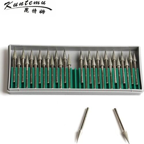 Free Shipping 30pcs Cone Head Diamond Mounted Points Grinding Head For Jade Metal Wood Polishing