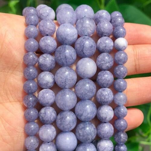 6/8/10/12mm Natural Blue Angelite Stone Beads Round Loose Beads For Fashion Accessories Jewellery Making DIY Bracelet 15 Inch