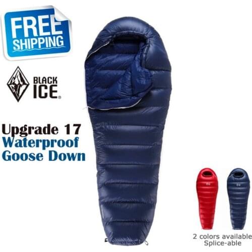 Black ice G1000 ultra-light sleeping bag -14 outdoor waterproof goose down winter sleeping bag Splicing Double Sleeping Bag