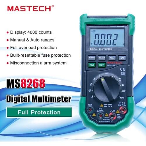 MASTECH MS8268S Auto Range Digital Multimeter hFE AC DC current voltage meter 4000 counts capacitance diode +Frequency tester