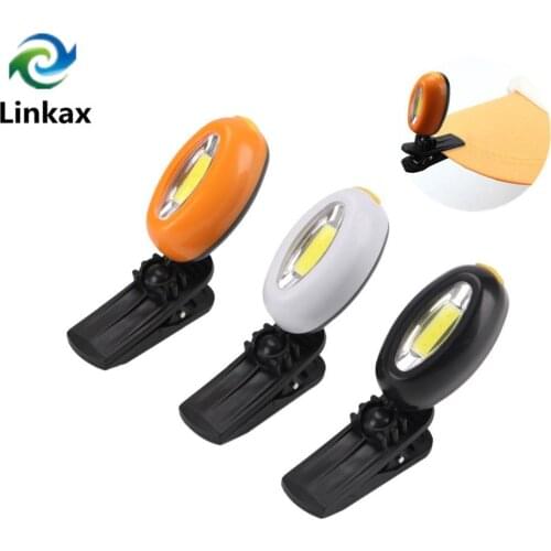 COB LED Clip On Flashlight Cap Hat Lamp Cycling Hiking Camping Head Light with Battery for Outdoor Camping Fishing