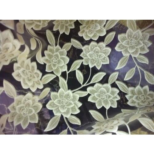 CS 114 Fashion home Curtain fabric yarn grey flowers design window screening sheer translucidus tulle for living room