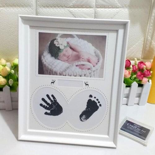 Baby Photo Frame Handprint Footprint Imprint Kit Newborn Hand Inkpad Photo Frame Infant Footprint Baby Souvenirs Birthday Gifts