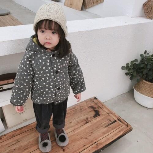 Childrens Downs Coats 2018 New Baby Girl Winter Clothes Toddler Girl Cute Print Jackets Kids Parkas Outwear Toddler Hooded Coat