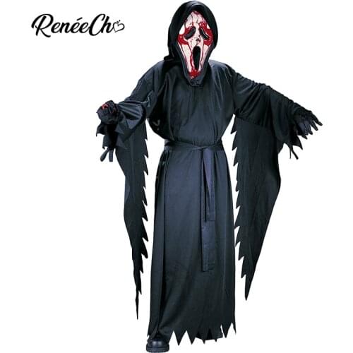 Reneecho Kids Ghost Face Costume Halloween Costume For Boys Scary Cosplay Purim Carnival 2020