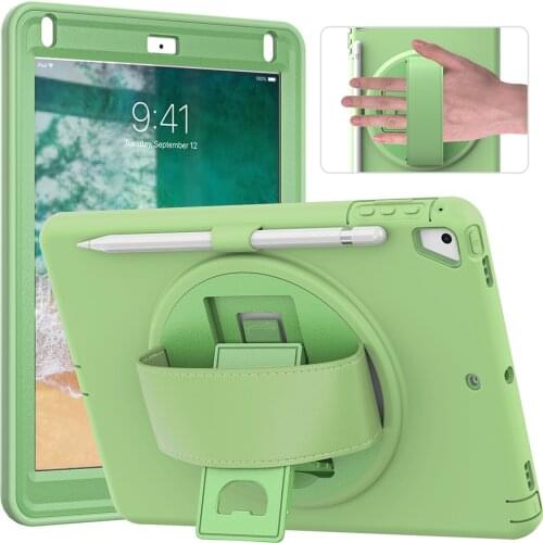 Candy Color Kids Shockproof Cover with Hand Strap for iPad Pro 9.7 Air 2 Silicone Case for iPad 9.7 2017 2018 Air Case+Pen