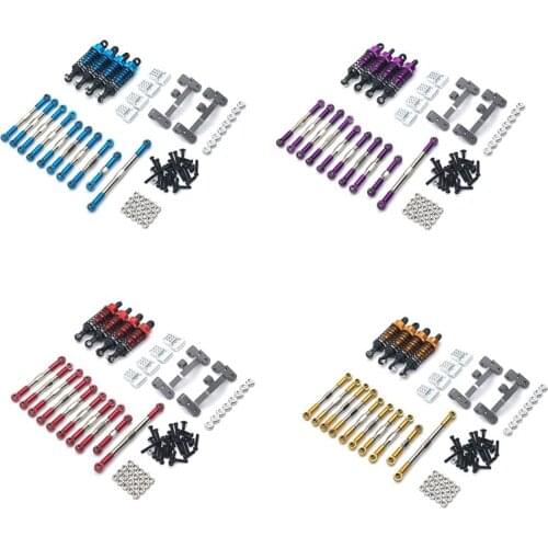 For WPL C14 C24 C24-1 1/16 RC Car Steering Link Rod Pull Rod Mount Seat Shock Absorber Set Upgrade Accessories