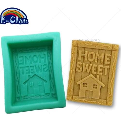Home Sweet Handmade Soap Silicone Molds For Cake Chocolate Soap Making Mold House Salt Sculpture Kitchen Baking Tools S0248XW