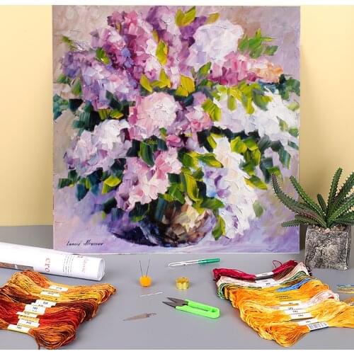 Violet Peace Printed Canvas 11CT Cross-Stitch DIY Embroidery Kit DMC Threads Handmade Craft Knitting Needlework Promotions