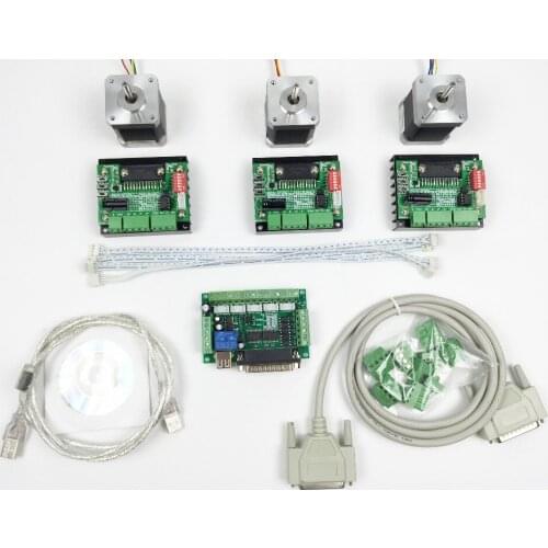 CNC Router mach3 3 Axis Kit, 3pcs TB6560 driver + 5 axis stepper motor controller + 3pcs nema17 1.8A motor