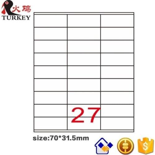 GL-32 50 sheets 1350 labels A4 shipping & address printing sticker 70x31.5 mm 3X9 pcs