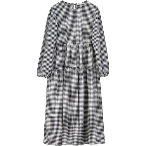 8 to 16 years Teen Kids Plaid Midi Dress 2021 New Girls Autumn Dress School Uniform Fashion Children Cotton Clothes,#6497