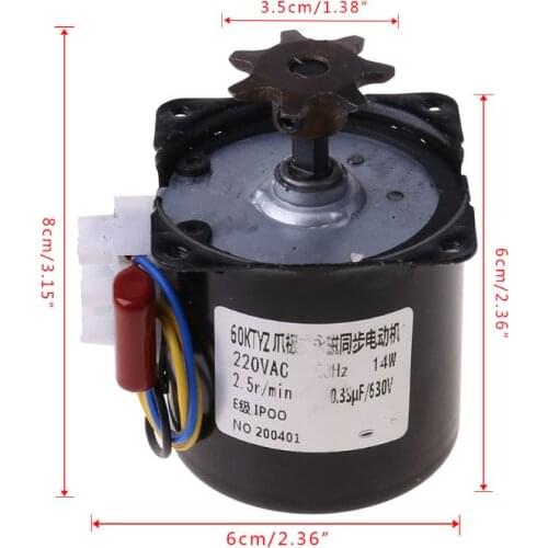 220V AC Eggs Turner Motor Incubator Engine Reversible Geared Components 2.5r/min P0RE