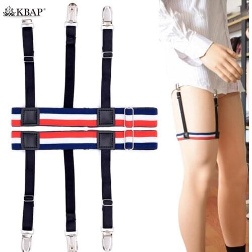 Mens Fashion Stripe Shirt Stays Garters Holders for Men Adjustable Elastic Tirantes Hombre Shirt Tuck Leg Suspenders Belt