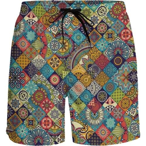Mens Casual Shorts Mandala Art Printing Baggy Fashion Shorts Pants Breathable Quick Dry Beach Pants Running Sports Shorts