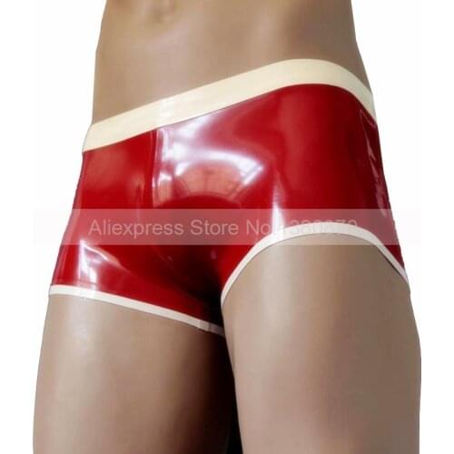 Man Rubber Latex Shorts Short Legs Panties Male Boxer S-LPM042