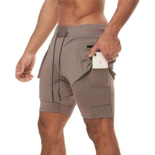 Mens New Double Deck Running Sport Shorts Gym Fitness Workout Bermuda Bodybuilding Quick Dry Short Pants Male Clothing 3XL