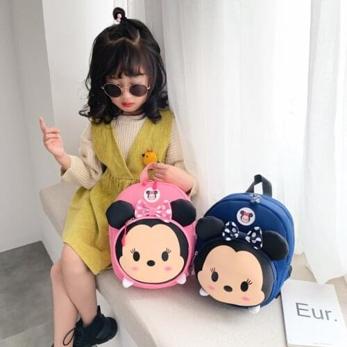 New Childrens School Bag Kindergarten Tsum Plush Backpack Girl Cute Cartoon Minnie Mouse Backpack Boy Outdoor Snack Bags 3-5Y