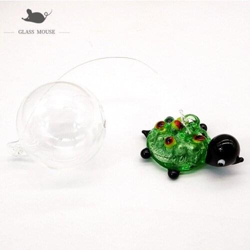 Floating green Silver foil glass sea turtle Figurine Aquarium fish tank Decor charm accessories marine animal tortoise Pendant