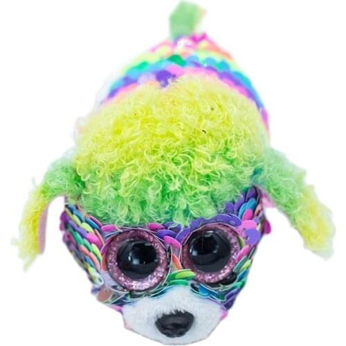 10CM New Ty Beanie Big Eyes Reversible Sequin Green Puppy Glittering Soft Plush Stuffed Doll Toy Child Birthday Christmas Gift
