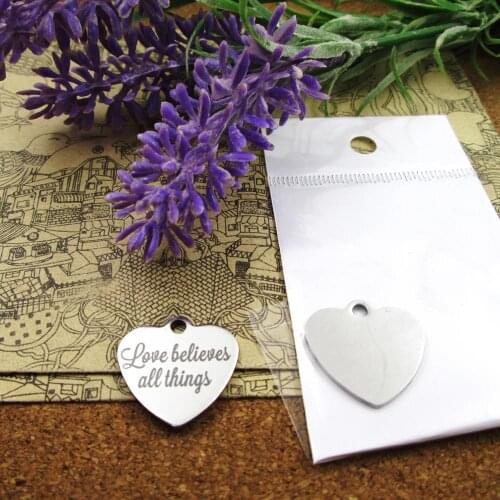 20pcs--"love belives all things"stainless steel charms more style for choosing DIY Charms pendants for necklace