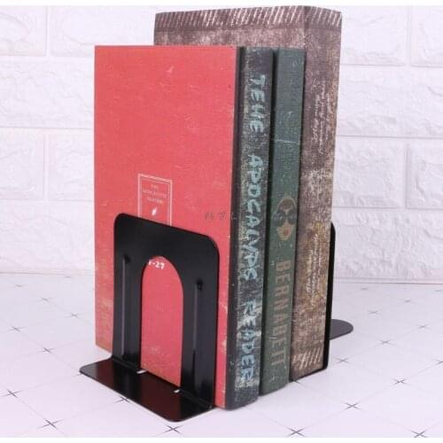Simple Style Metal Bookends Iron Support Holder Nonskid Desk Stands For Books