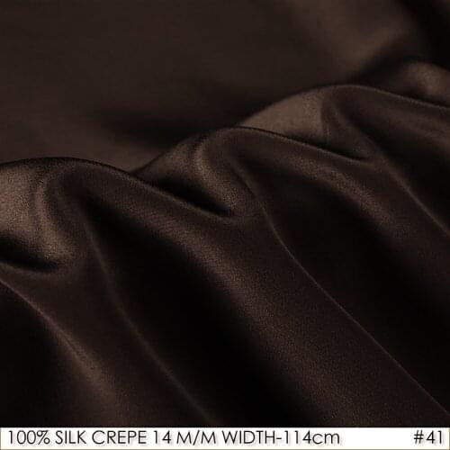 SILK CREPE DE CHINE 14 m/m width-114 cm/100% Pure Mulberry Silk Fabric/Batik Painting and Wedding Dress Fabric Dark BrownNO 41