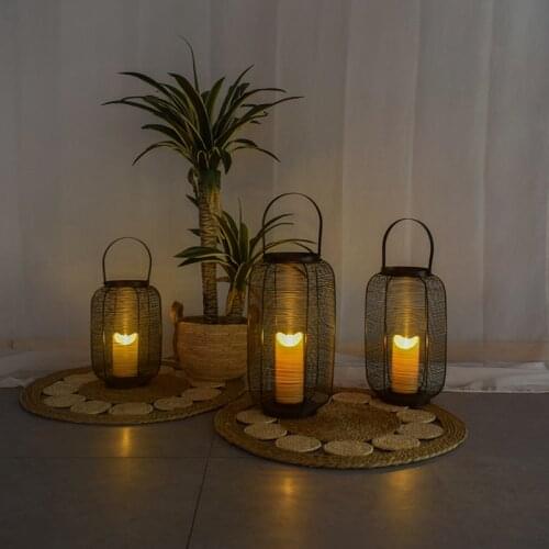 Nordic Wind Proof Candle Holders Modern Outdoor Lantern Hanging Iron Metal Candle Holders Stand Table Portavelas Garden AD50CH