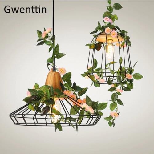 Modern DIY Plant Wood Pendant Lights Led Flower Wooden Hanging Lamp Suspension Luminaire Dining Room Bedroom Lighting Fixtures