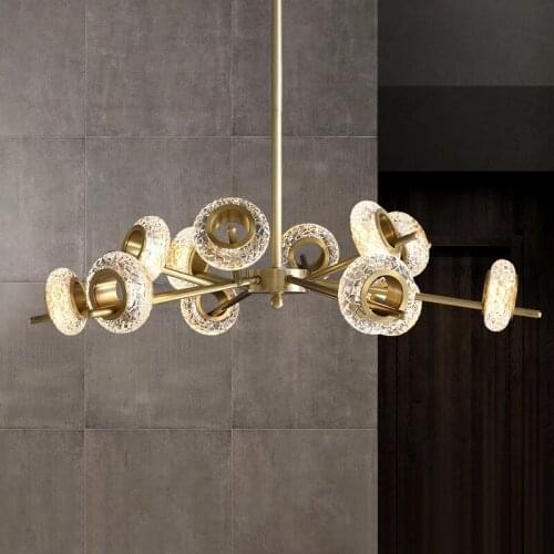 Modern minimalist brass restaurant bedroom hanging lamps Nordic art donuts design living room crystal led chandelier