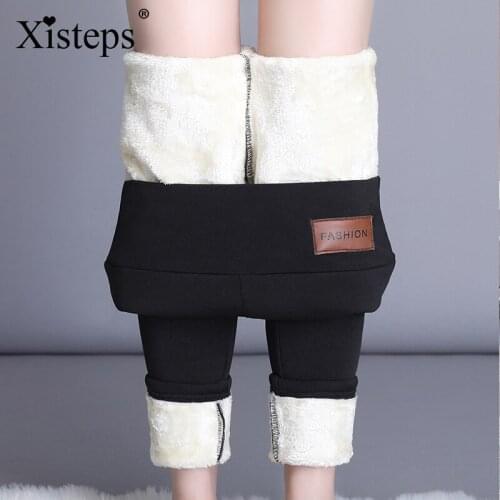 Xisteps Winter Thick Warm Velvet Women High Waist High Stretch Pencil Pants 2020 Warm Velvet Casual Skinny Trouser Plus Size 6xl