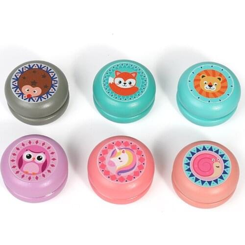 Yo Yo Children Boy Mini Cartoon Animal Cute Wooden Gift Parent-Child Interaction Coordination Exercise Puzzle Classic Toy 6*6Cm