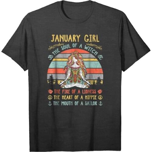 Order January Girl The Soul Of A Witch T Shirt Girl Birthday Gift Unisex T-Shirt Tees Harajuku Streetwear