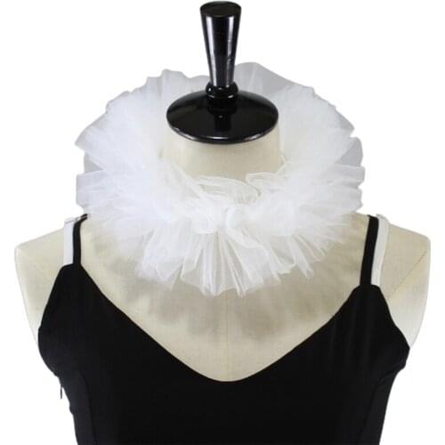 Women Tulle Fluffy Ruffled Fake Collar Layered Mesh Cosplay Costume Clown Choker 649C