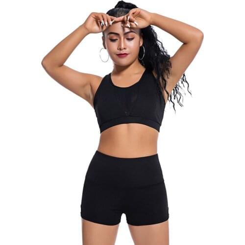 2 PCS Women sports Bra Shorts Suit Solid Quick-Drying Mesh Breathable Fitness Yoga No Rim Underwear