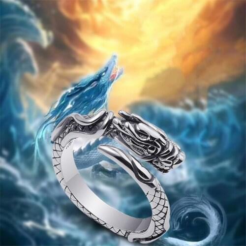 2020 Free Shipping Domineering Mighty Dragon Womens Rings Zodiac Whole Sale Vintage Ring Korean Style Girls