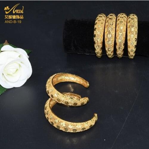 ANIID Gold Bangels Metal Hand Bracelets For Women Jewelry Vintage Ethiopian Copper Expandable Inspirational Luxury Brand 24K New